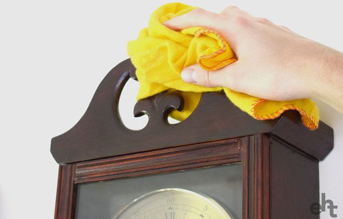 dusting a clock