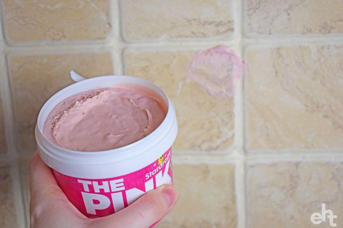 cleaning tiles and grout with the pink stuff