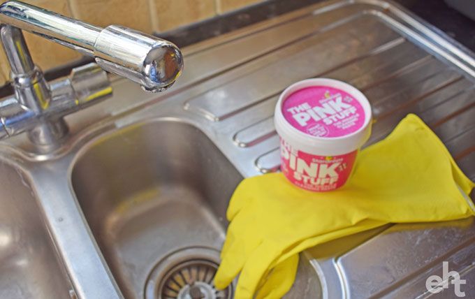 cleaning sink with the pink stuff